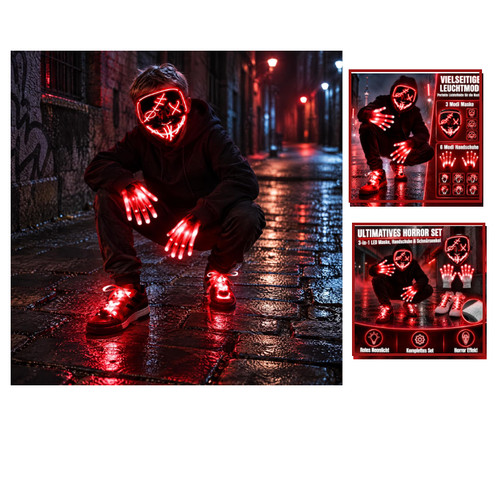 Led halloween maske handschuhe - led,