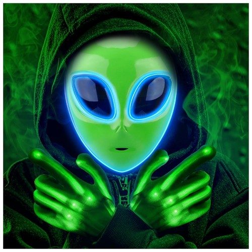 Alien led maske - led, halloween