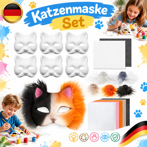 Katzenmaske unbemalt stück - 6,